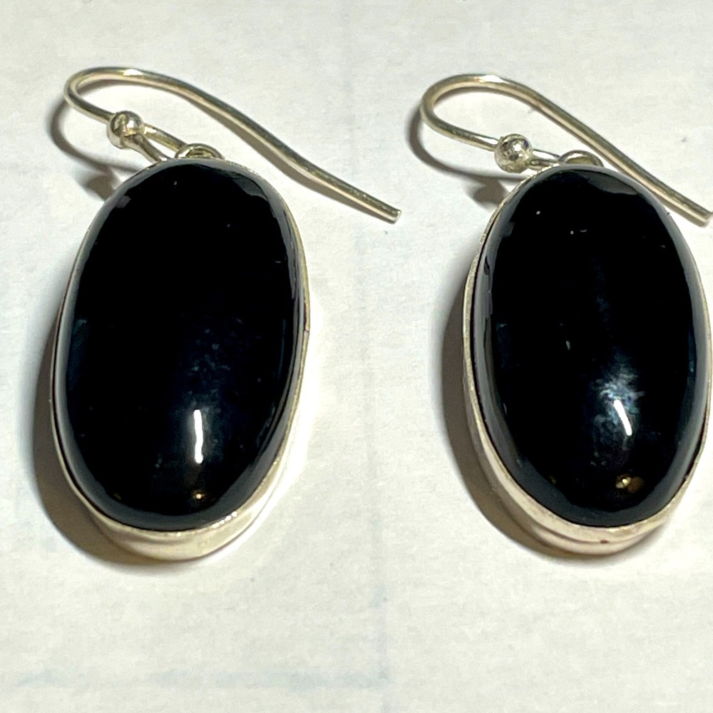 New Black Onyx Rough 925 Silver Necklace 12”